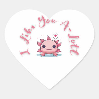 Axolotl Niedlich White I Like you A lotl Herz-Aufkleber