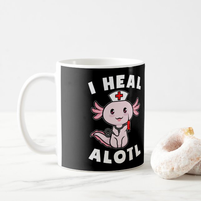 Axolotl Nurse I Heal Alotl Kawaii Kaffeetasse (Mit Donut)