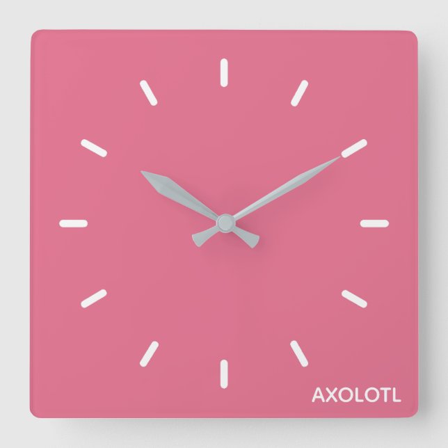 Axolotl pink color name quadratische wanduhr (Vorderseite)