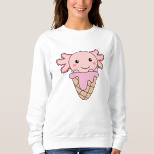 Axolotl Pink Ice Cream Waffel Sweet Animes Sweatshirt