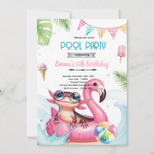 Axolotl-Poolparty-Einladung Einladung