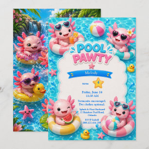 Axolotl-Poolparty-Geburtstagseinladung Einladung