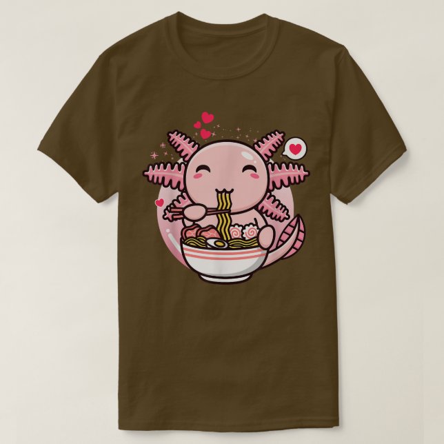 Axolotl Ramen Noodles Kawaii Anime Japanese Otaku T-Shirt (Design vorne)