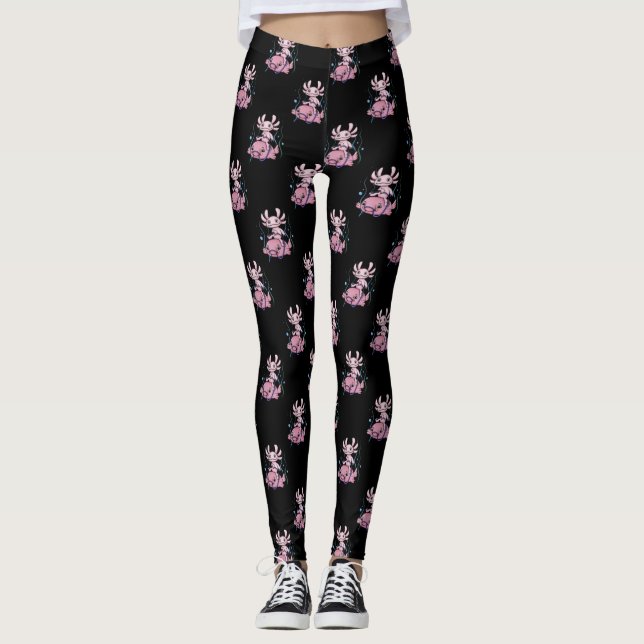 Axolotl Riding Blobfish Leggings (Vorderseite)