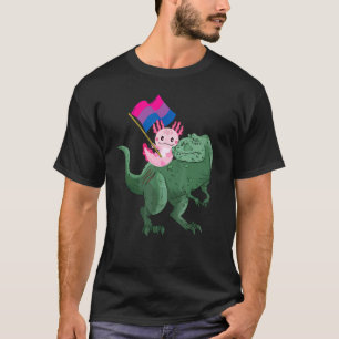 Axolotl Riding Dinosaur Bisexuelle Fahne Bisexuali T-Shirt