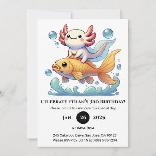 Axolotl Riding Goldfish Geburtstag Einladung