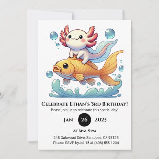 Axolotl Riding Goldfish Geburtstag Einladung