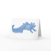 Axolotl-Rohling Grußkarte - BLAU