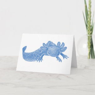 Axolotl-Rohling Grußkarte - BLAU Karte