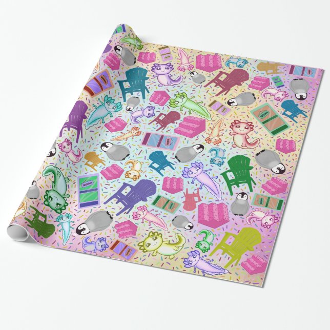 Axolotl rosa Treppen Song Wrapping Paper Geschenkpapier (Ungerollt)