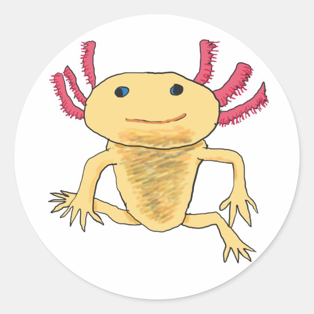 Axolotl Runder Aufkleber (Vorderseite)