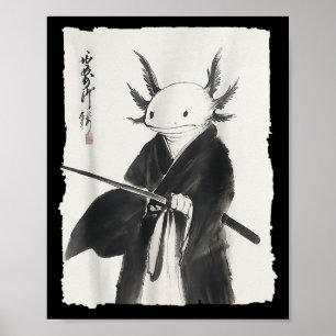 Axolotl Samurai Japanischer Vintage Krieger Art An Poster