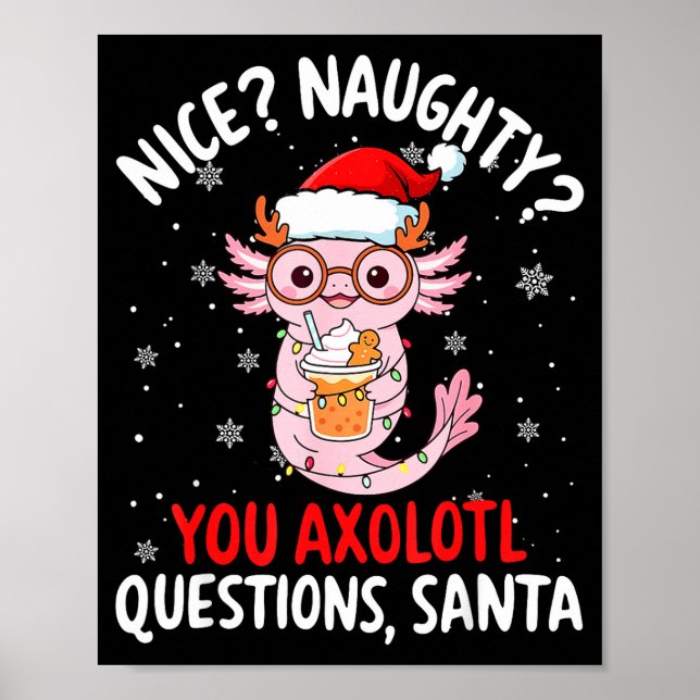 Axolotl Santa Hat Axolotl Questions Christmas Boys Poster (Vorne)