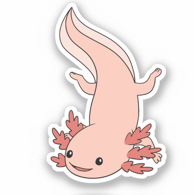 Axolotl Schwimmen Straight Down Aufkleber (Vorderseite)