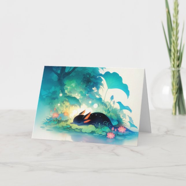 Axolotl Secret Blume Pond Hideaway Karte (Vorderseite)