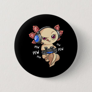 Axolotl Shirt Kids Boys Gamers - Kawaii Videospiel Button