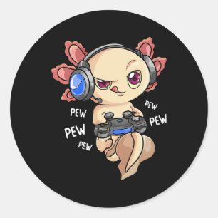 Axolotl Shirt Kids Boys Gamers - Kawaii Videospiel Runder Aufkleber