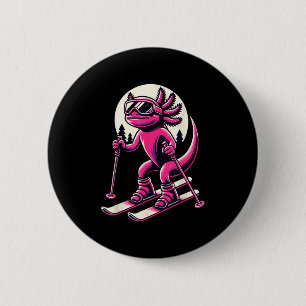 Axolotl Skifahren Skiliebhaber Skifahrer für Männe Button