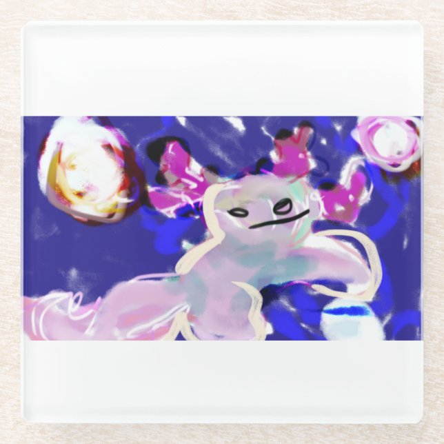 Axolotl Sommer Glasuntersetzer (Vorderseite)