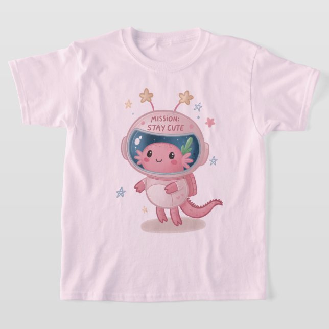 Axolotl Space Explorer: Glossy Helmet & Star Gills T-Shirt (Ablage )