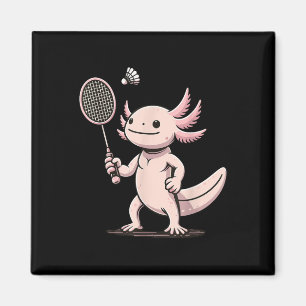 Axolotl spielt Badminton Spieler Shuttle Sport Magnet