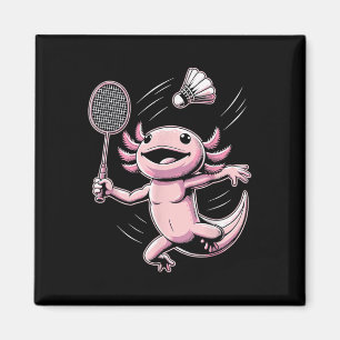 Axolotl spielt Badminton Spieler Shuttle Sport Magnet