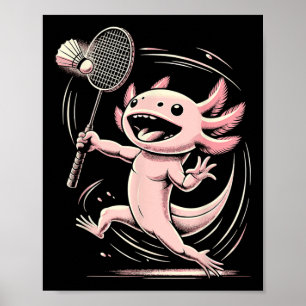 Axolotl spielt Badminton Spieler Shuttle Sport Poster