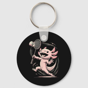 Axolotl spielt Badminton Spieler Shuttle Sport Schlüsselanhänger