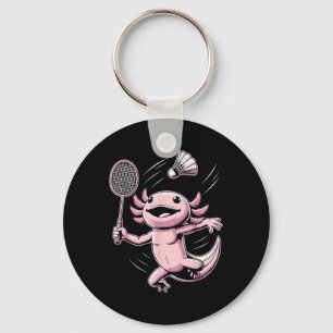 Axolotl spielt Badminton Spieler Shuttle Sport  Schlüsselanhänger