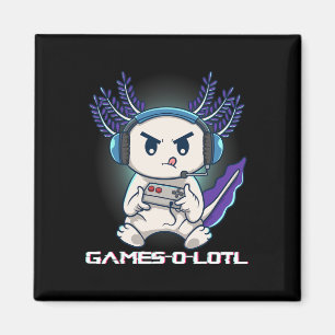 Axolotl spielt Konsolen-Videospiele Gamesolotl Gam Magnet