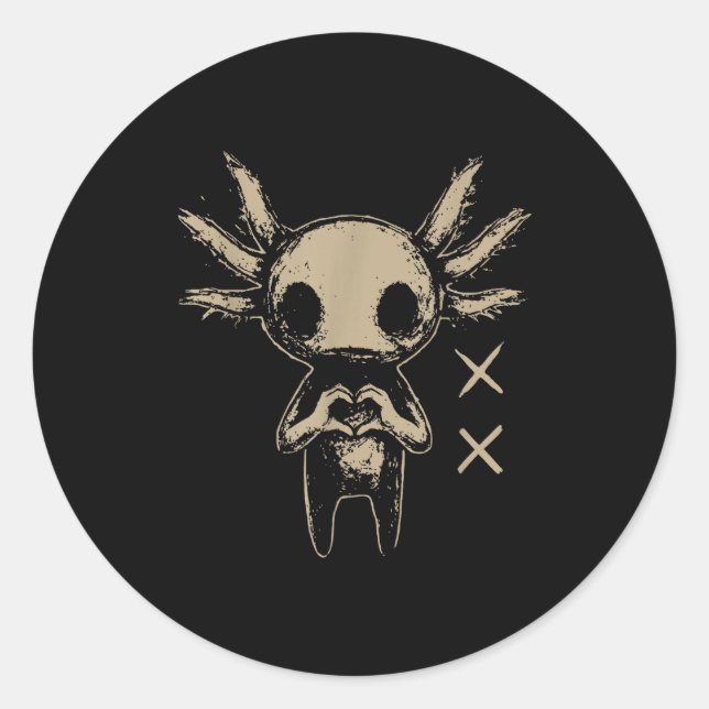 Axolotl Still Emo Goth  Runder Aufkleber (Vorderseite)