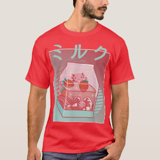 Axolotl Strawberry Milk cottage core Kawaii Japan T-Shirt