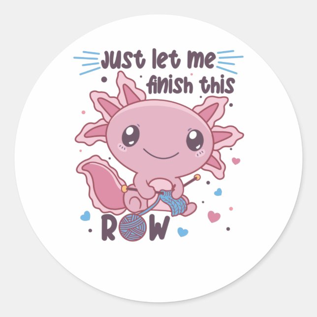 Axolotl Strick für jeden Strick und jeden Crochet  Runder Aufkleber (Vorderseite)