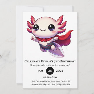 Axolotl-Superheld in Rüstung Geburtstag Einladung