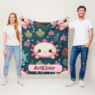 Axolotl süß Kawaii modernes einzigartiges Druckmus Fleecedecke