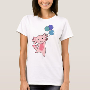 Axolotl Sweet Animal Fliegt mit Balloons hoch T-Shirt
