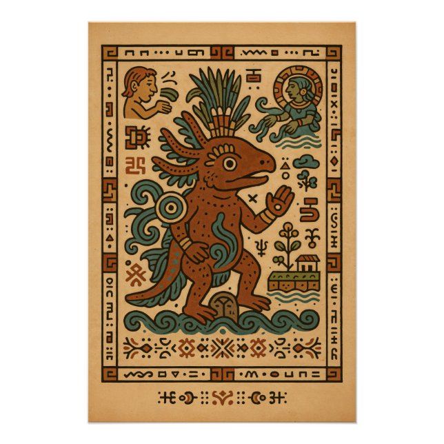 Axolotl Teotl - Gott der Gewässer Poster (Vorderseite)