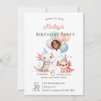 Axolotl-themed Birthday Invitation Einladung