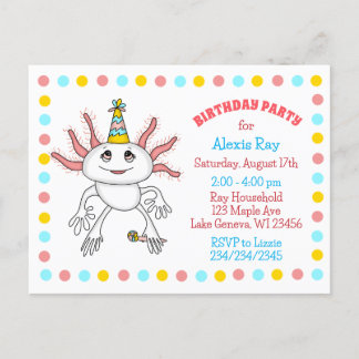 Axolotl Themed Birthday Party Einladungen
