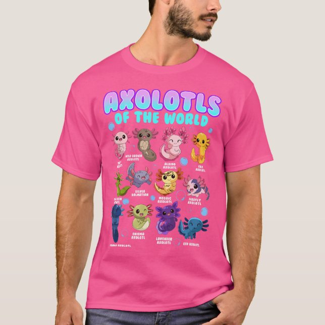 Axolotl Tiere der Welt Kawaii Salamander sie T-Shirt (Vorderseite)
