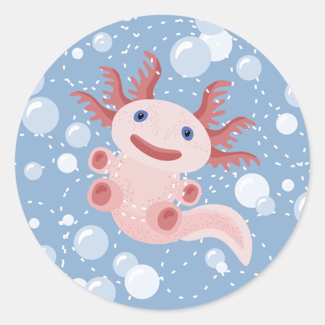 Axolotl und Bubbles Bold Vector Design Runder Aufkleber (Vorderseite)