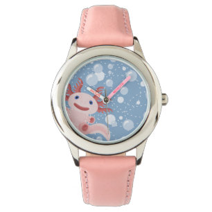 Axolotl und der Blasen-mutige vektorentwurf Armbanduhr