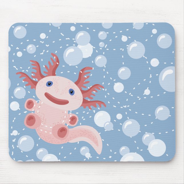 Axolotl und der Blasen-mutige vektorentwurf Mousepad (Vorne)