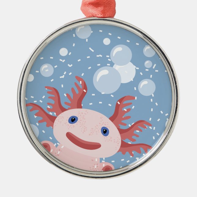 Axolotl und der Blasen-mutige vektorentwurf Ornament Aus Metall (Vorne)