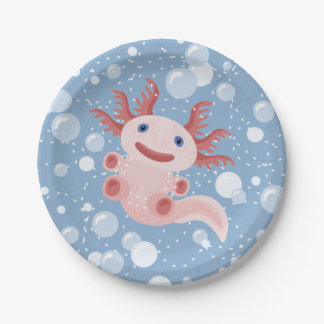 Axolotl und der Blasen-mutige vektorentwurf Pappteller