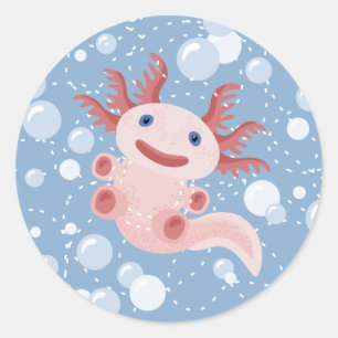 Axolotl und der Blasen-mutige vektorentwurf Runder Aufkleber