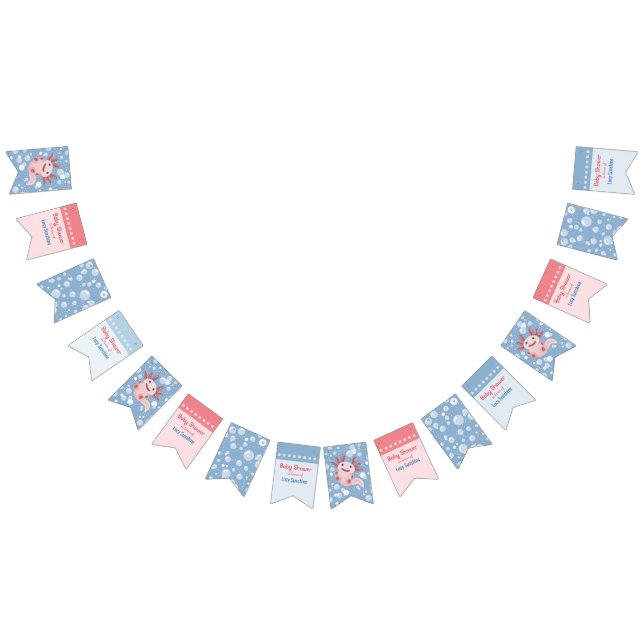 Axolotl und die Blasen - blaues Wasser-Babyparty Wimpelkette (Alle)