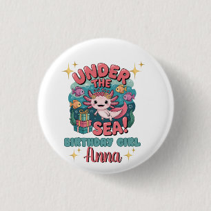 Axolotl Under Sea Birthday Girl Niedlicher Ozean Button