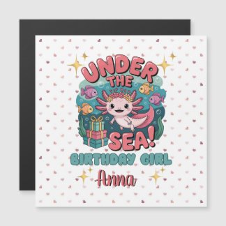 Axolotl Under Sea Birthday Girl Niedlicher Ozean Magneteinladung