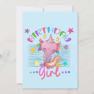 Axolotl Unicorn Geburtstag Girl Party Thema farben Einladung